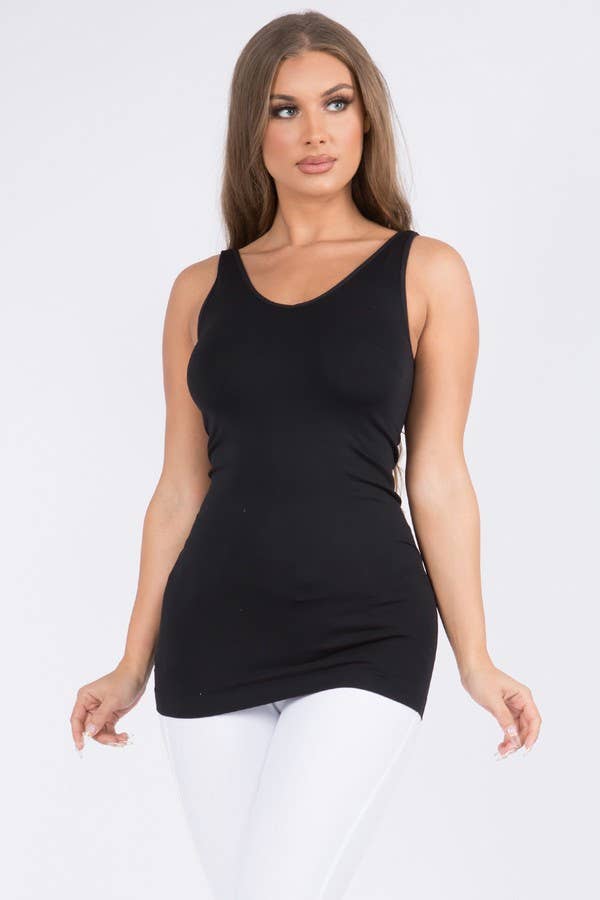 Black Reversible V or U Neckline Seamless Tank