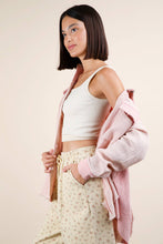 Blush Mineral Washed Oversized Gauze Shacket Jacket