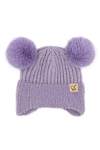 C.C Baby Fur Earflap Pompom Beanie: Beige