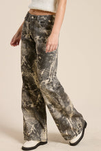 Strone Grunge Splatter Print Wide Leg Denim Pants