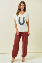 Cream Horseshoe Ribbed Sweater Vest