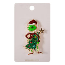 Pink Mischievous Christmas Grinch Pin Brooch