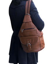 Brown cowhide leather backpack