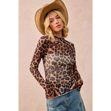 Leopard Mesh Long Sleeve Top