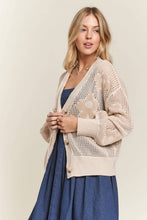 LIGHTWEIGHT FLORAL SWEATER CARDIGAN - CESW3607: IVORY / S-M-L(2-2-2)