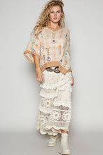 Beige Latte V-neck sleeveless flower outseam thin sweater POL top