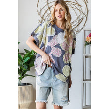 Navy Washed Floral Patchwork Oversized Oli+Hali Tee