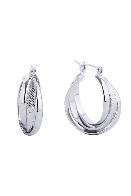 White Gold Dipped Pin Catch Hoop - 3cm Diameter