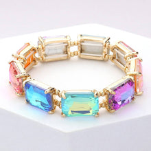 Multi Emerald Cut Stone Stretch Evening Bracelet