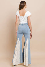 Light Denim Lace Detail Wide Leg Jeans
