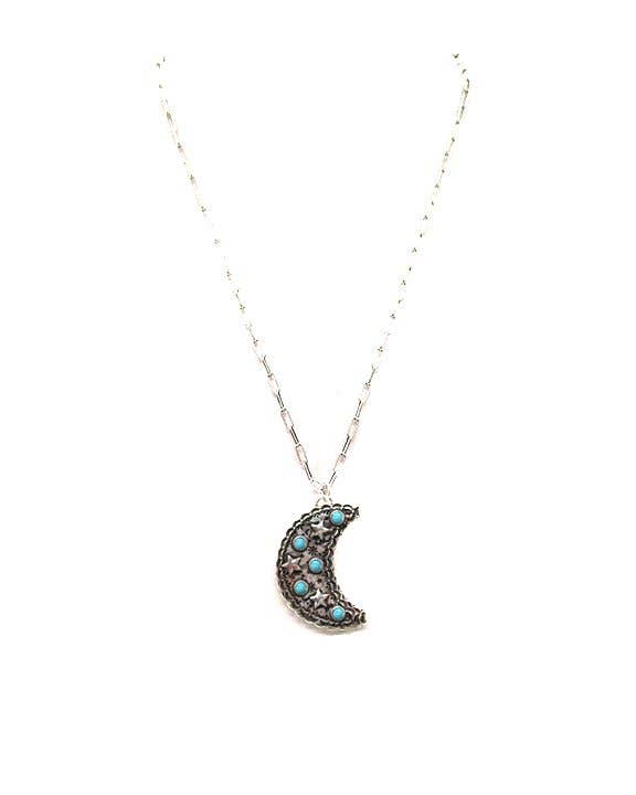 Turquoise Western Moon and Star Necklace