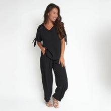Jet Nika Crepe Tied Short Sleeve V-Neck Blouse