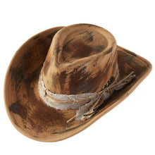 Distressed Fabric Band Rustic Cowgirl Fedora Hat