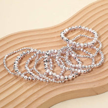 Silver Faceted Beaded Stretch Multi Layered Bracelets