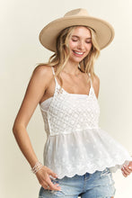 White Crochet V Neck Tank Top