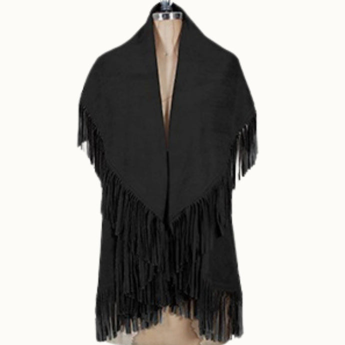 Black Suede Tassel Vest,