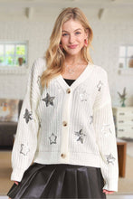 Off White Button Down Sequins Cardigan