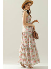 Mauve Floral Strap Tie Sleeveless Dress
