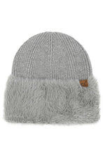 C.C Fur Cuff Beanie Winter Hat: Ivory