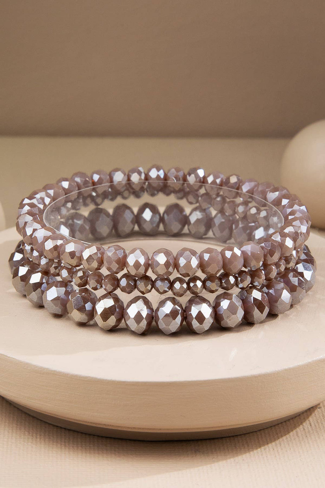 Espresso Shine 3 Strand Glass Bead Bracelet Set