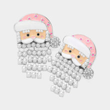 Gold Pearl Fringe Beard Enamel Santa Earrings