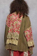 Raspberry Multi Long sleeve double gauze patchwork shirred ruffle POL shirts