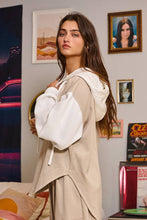 Sand Off White Drawstring Scuba Hoodie Top