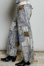 Black Multi Handcrafted Vintage DIY Patchwork-Style Waistband Wide POL Pants