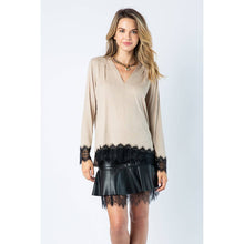 Mocha Ruffle Long Sleeve Stripe Knit Top with Stones