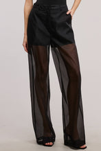 Black Straight Leg Sheer Organza Pants with Lined Shorts