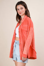 Coral Mineral Washed Oversized Gauze Shacket Jacket