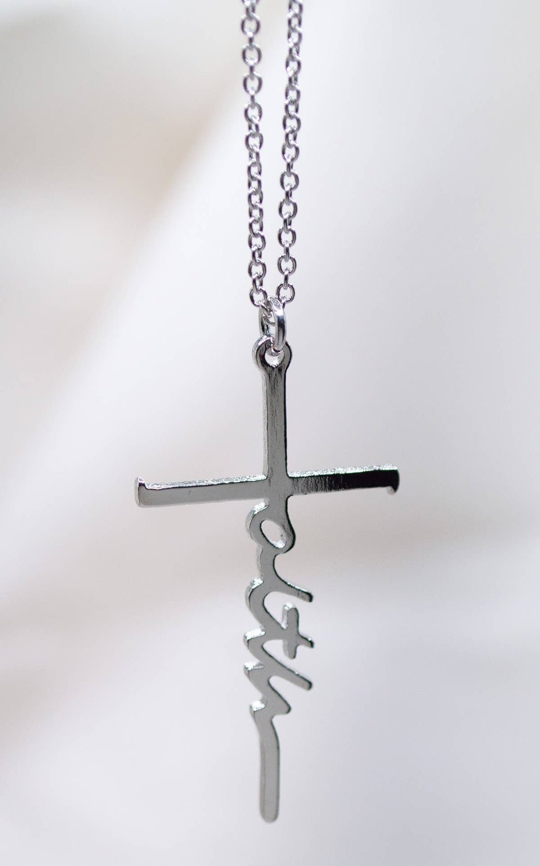 Faith/Cross Script Necklace - Eden Merry Necklace