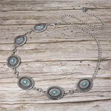 Turquoise Boho Vintage Western Turquoise Stone Concho Chain Belt