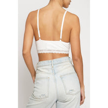 White Lace Trim Knit Bralette