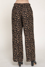 Brown Elastic Waist Leopard Printed Double Gauze Pants