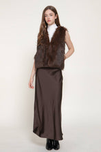 Brown V-Neck Two Tone Faux Fur Vest