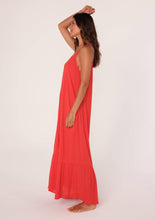 Flame Billowy Bohemian Sleeveless V-Neck Maxi Dress