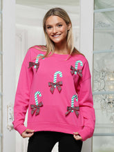 Pink Candy Canes And Plaid Bows Long Sleeve Sweatshirt