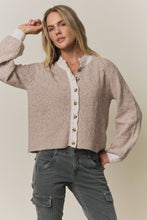 CONTRAST SCALLOP TRIM SWEATER CARDIGAN Latte