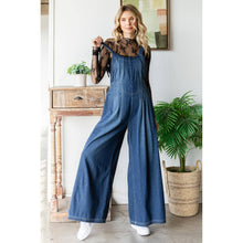 Medium Pleated Denim Overall with Pockets