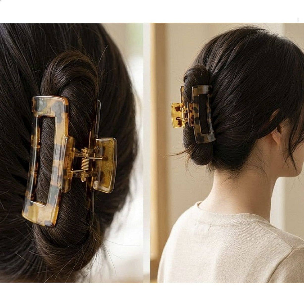 12pc Rectangle Hair Claw Clip Set Tortoise Shell Acrylic Strong Hold Hair Accessories for Women