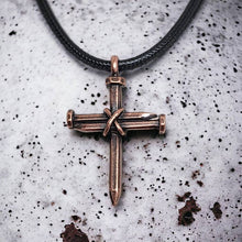 Antique Nail Cross Necklace in Copper