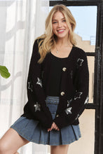 Black Button Down Sequins Cardigan
