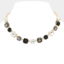 Coral Neon Cushion Square Stone Link Evening Necklace
