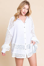 White Lace Mixed Oversized Shirt
