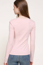 Blush Long Sleeve Round Neck Rib Knit Top