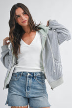 Blue Striped Zip Hoodie