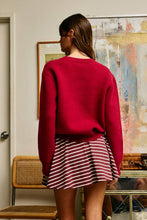 Crimson Cream Indiana Intarsia Knit Sweater