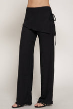 Black Tied Overwrap Front Texture Knit Long Pants