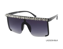 Black Shield with Rhinestones Woman Sunglasses